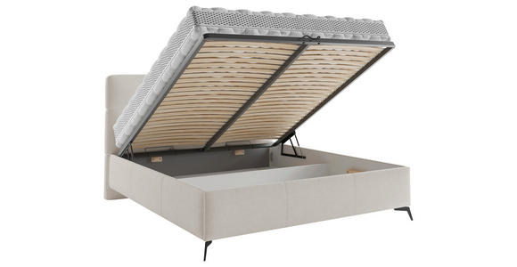 POLSTERBETT gepolstertes Kopfteil, Lattenrost Creme 180/200 cm  - Creme/Schwarz, MODERN, Holz/Textil (180/200cm) - Carryhome