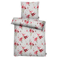 BETTWÄSCHE HANAMI Satin 135/200 cm  - Hellgrau/Dunkelrot, Design, Textil (135/200cm) - Apelt