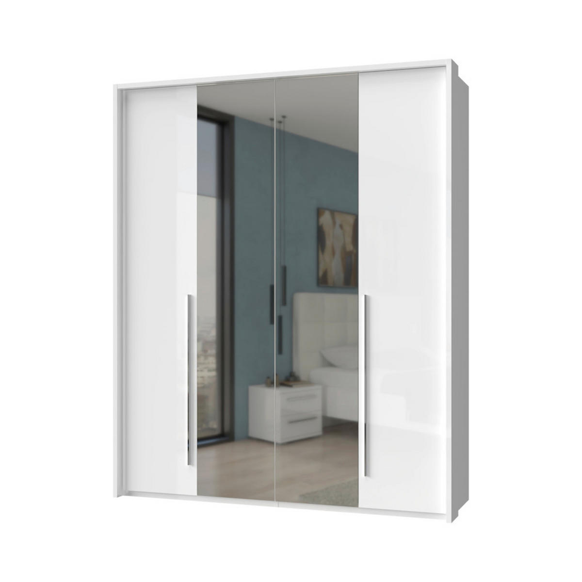 ORMAR SA KLASIČNIM VRATIMA bela, bela visoki sjaj  187/226/60 cm  - bela visoki sjaj/bela, Dizajnerski, metal/pločasti materijal (187/226/60cm)