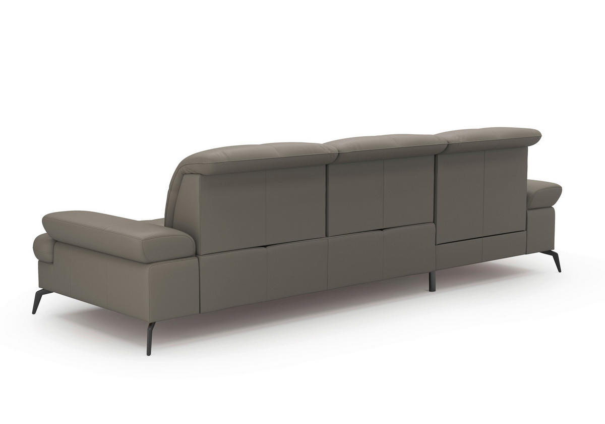 ECKSOFA in Echtleder Grau  - Schwarz/Grau, Konventionell, Leder/Metall (185/279cm) - Sit & More