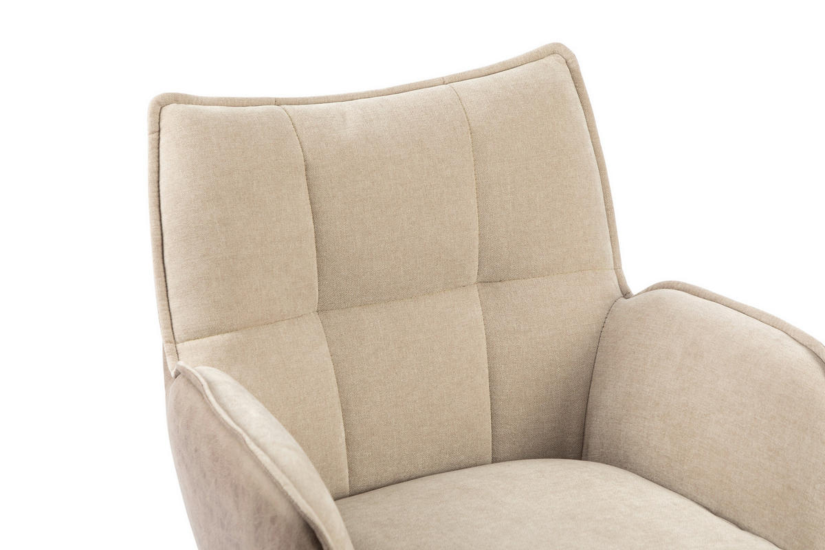 ARMLEHNSTUHL  Sitzfläche 180° drehbar Webstoff  Braun, Schwarz, Beige  - Beige/Schwarz, MODERN, Textil/Metall (60/87/63cm) - MID.YOU