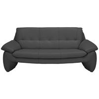 3-SITZER-SOFA Echtleder Schwarz  - Silberfarben/Schwarz, KONVENTIONELL, Leder/Metall (198/86/91cm) - Celina Home