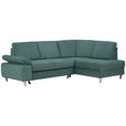 ECKSOFA in Flachgewebe Petrol  - Silberfarben/Petrol, KONVENTIONELL, Holz/Textil (255/186cm) - Cantus