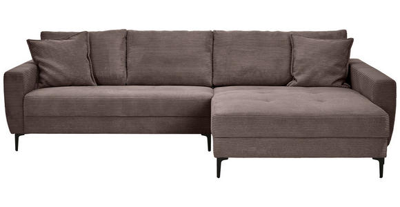 ECKSOFA Dunkelbraun Cord  - Dunkelbraun/Schwarz, Design, Textil/Metall (283/174cm) - Xora