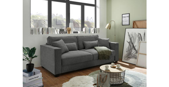 SCHLAFSOFA Mikrovelours Anthrazit  - Anthrazit/Schwarz, Design, Kunststoff/Textil (232/92/115cm) - Carryhome