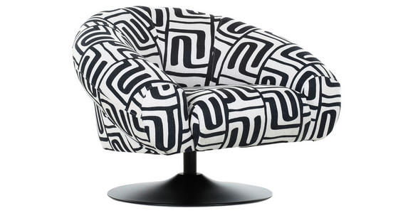 SESSEL in Flachgewebe Schwarz, Weiß - Schwarz/Weiß, KONVENTIONELL, Textil/Metall (90/67/82cm) - Carryhome