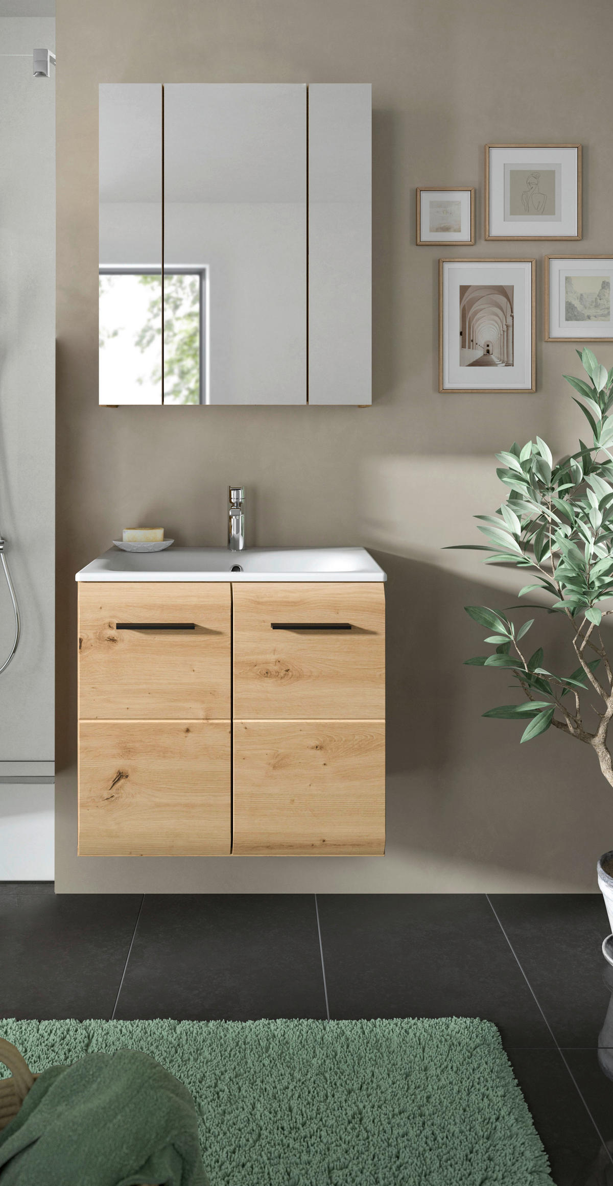 BADEZIMMER 2-teilig 60 cm  - Weiss/Schwarz, Basics, Keramik/Holzwerkstoff (60cm) - MID.YOU