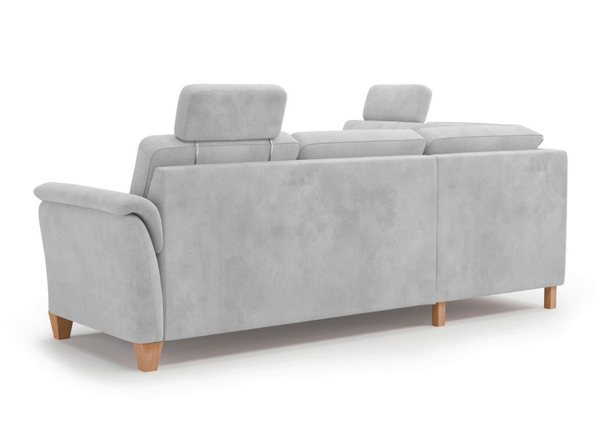 ECKSOFA in Flachgewebe Silberfarben  212/236 cm  - Eichefarben/Silberfarben, KONVENTIONELL, Holz/Textil (212/236cm) - Sit & More