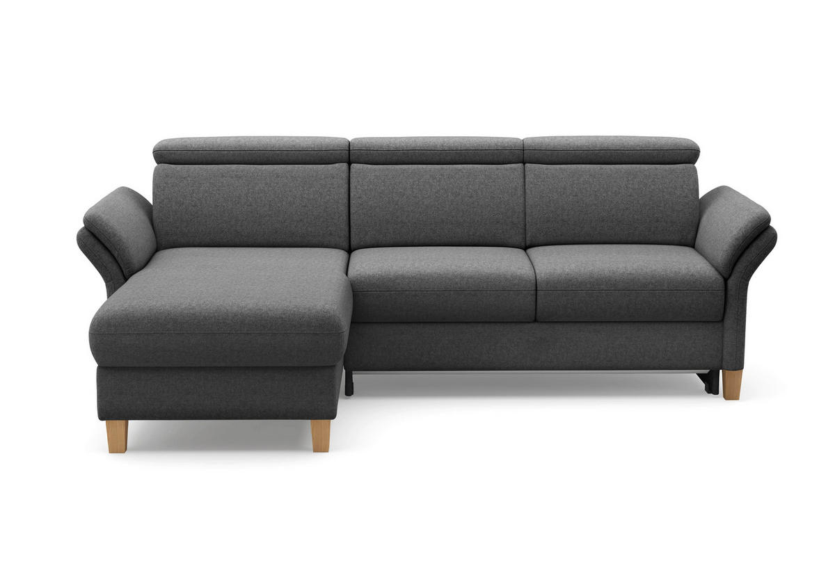 ECKSOFA GLENDALE E Dunkelgrau Flachgewebe  - Eichefarben/Dunkelgrau, KONVENTIONELL, Holz/Textil (166/253cm) - Sit & More