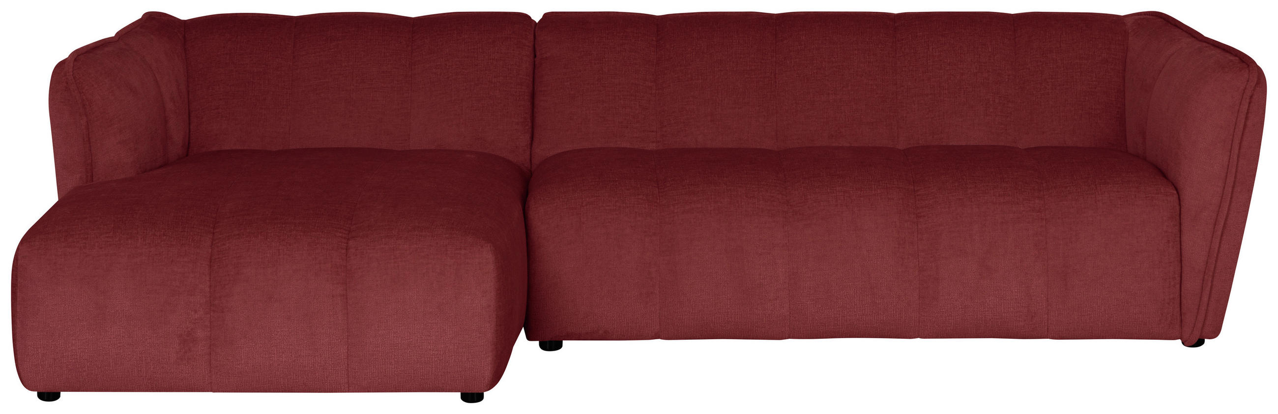 ECKSOFA LIVOLI in Chenille Bordeaux  246/160 cm  - Bordeaux/Schwarz, Design, Textil (246/160cm) - MID.YOU