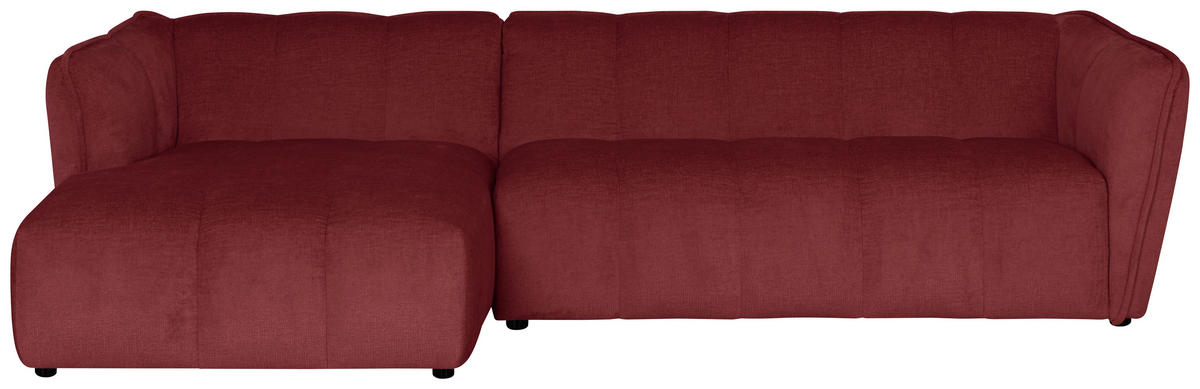 ECKSOFA LIVOLI in Chenille Bordeaux  246/160 cm  - Bordeaux/Schwarz, Design, Textil (246/160cm) - MID.YOU