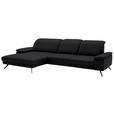 ECKSOFA in Echtleder Anthrazit  - Anthrazit/Schwarz, Design, Leder/Metall (193/332cm) - Dieter Knoll