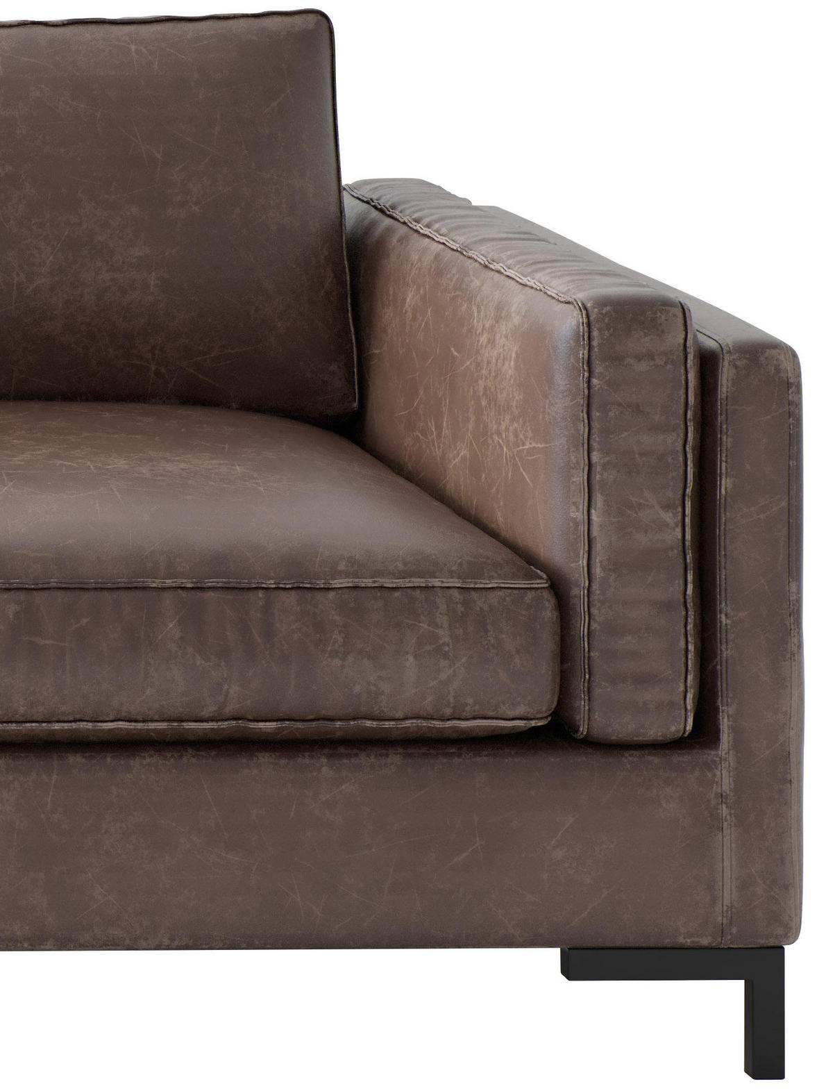 ECKSOFA in Lederlook, Flachgewebe Braun  160/265 cm  - Schwarz/Braun, Design, Textil/Metall (160/265cm) - Livetastic