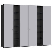 DREHTÜRENSCHRANK Schwarz, Hellgrau  - Silberfarben/Hellgrau, Design, Glas/Holzwerkstoff (280/220/59cm) - Jutzler