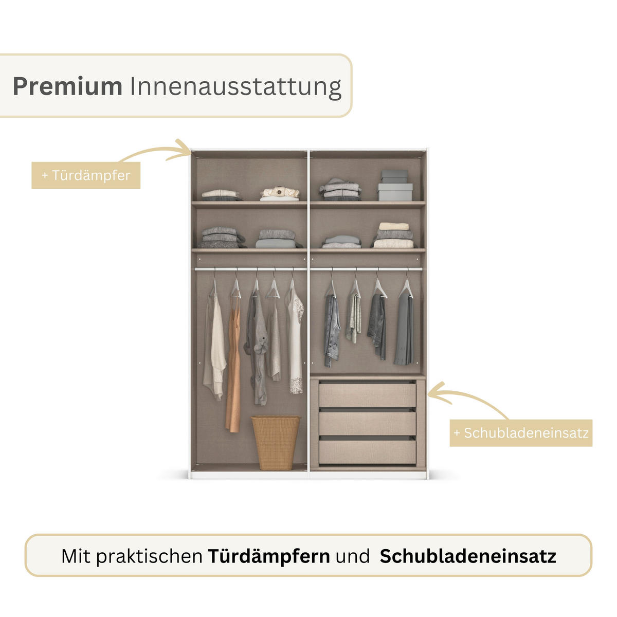 SCHWEBETÜRENSCHRANK 162/223/69 cm,  in Weiß, 2 Tür(en)  - Weiß, Basics, Holzwerkstoff/Metall (162/223/69cm) - Rauch Möbel