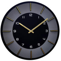 WANDUHR  Schwarz, Weiß, Goldfarben  - Goldfarben/Schwarz, Basics, Holzwerkstoff (39,5/39,5/4cm)
