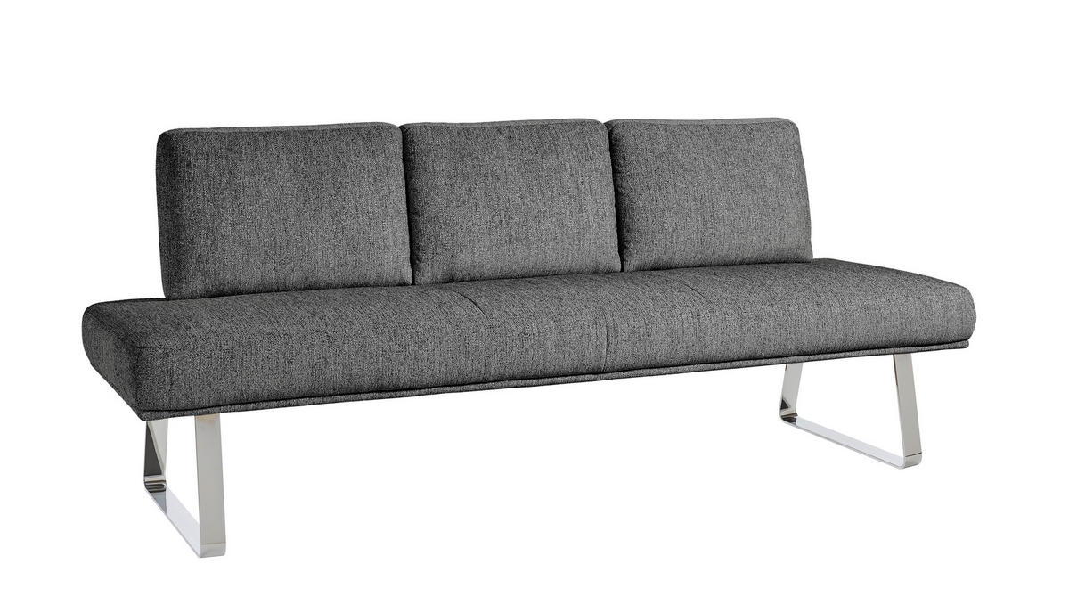 SITZBANK 209/92/78 cm  in Grau  - Chromfarben/Grau, Design, Textil/Metall (209/92/78cm) - Dieter Knoll