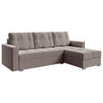 ECKSOFA  in Samt Taupe  - Taupe/Chromfarben, KONVENTIONELL, Kunststoff/Textil (233/140cm) - Carryhome