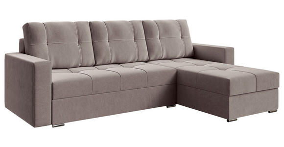 ECKSOFA  in Samt Taupe  - Taupe/Chromfarben, KONVENTIONELL, Kunststoff/Textil (233/140cm) - Carryhome