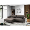 ECKSOFA Hellbraun Flachgewebe  - Hellbraun/Schwarz, Design, Textil/Metall (163/240cm) - MID.YOU
