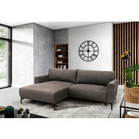 ECKSOFA Hellbraun Flachgewebe  - Hellbraun/Schwarz, Design, Textil/Metall (163/240cm) - MID.YOU