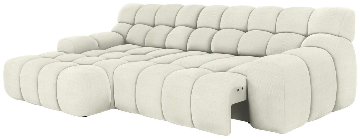 ECKSOFA in Webstoff Ecru  - Ecru/Schwarz, Modern, Kunststoff/Textil (180/297cm) - Welnova