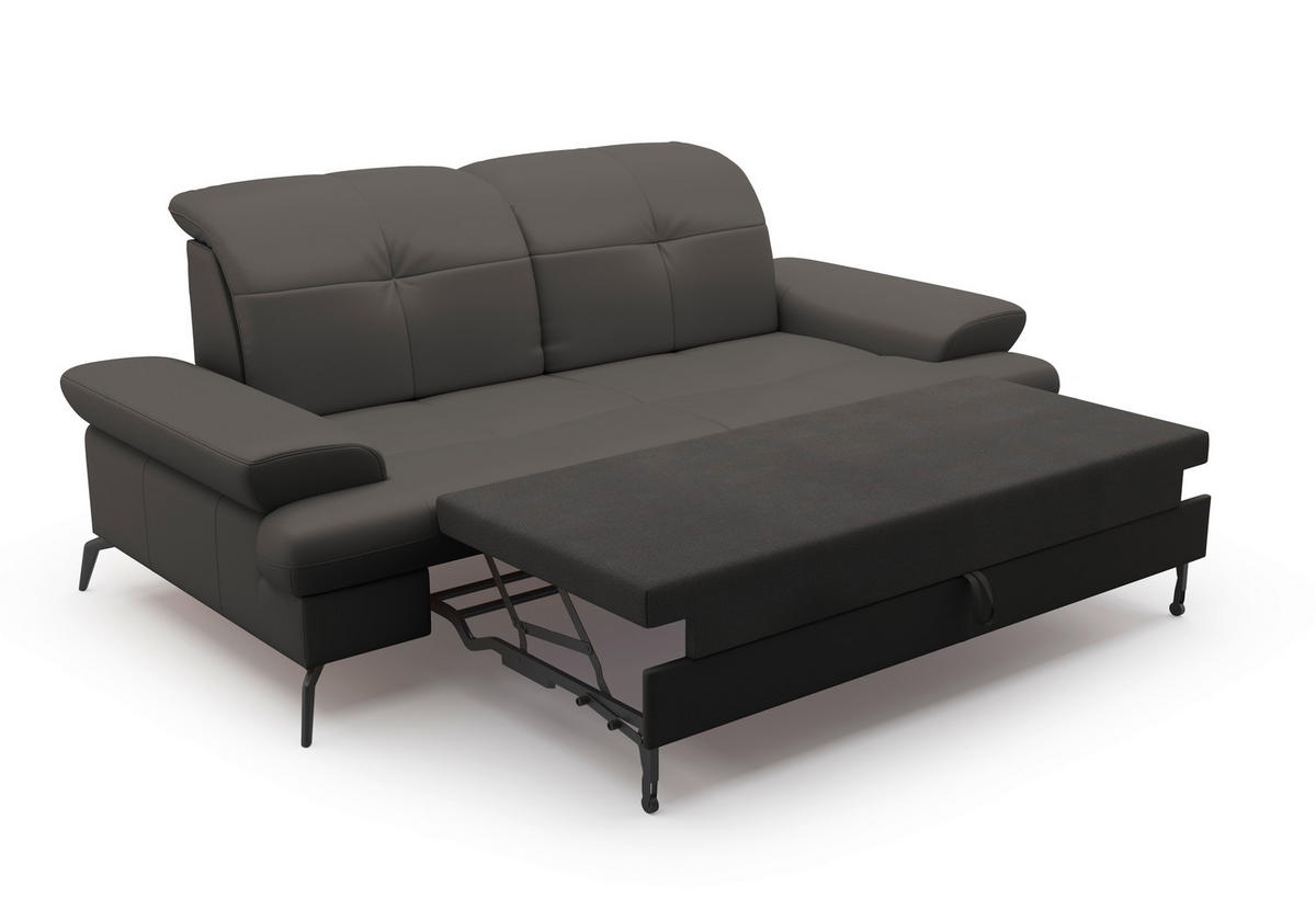3-SITZER-SOFA in Vliesstoff Kombination Echtleder/Stoff Anthrazit  - Anthrazit/Schwarz, Konventionell, Leder/Textil (212/90/122cm) - Sit & More