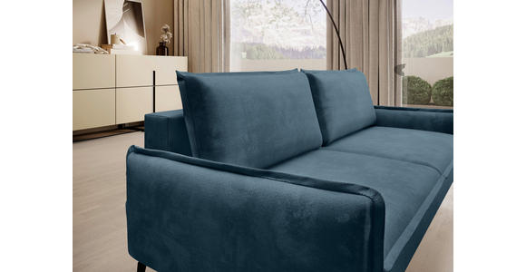 SCHLAFSOFA  mit Liegefunktion, Rücken echt Chenille Blau  - Blau/Schwarz, KONVENTIONELL, Textil/Metall (223/89/107cm) - Carryhome