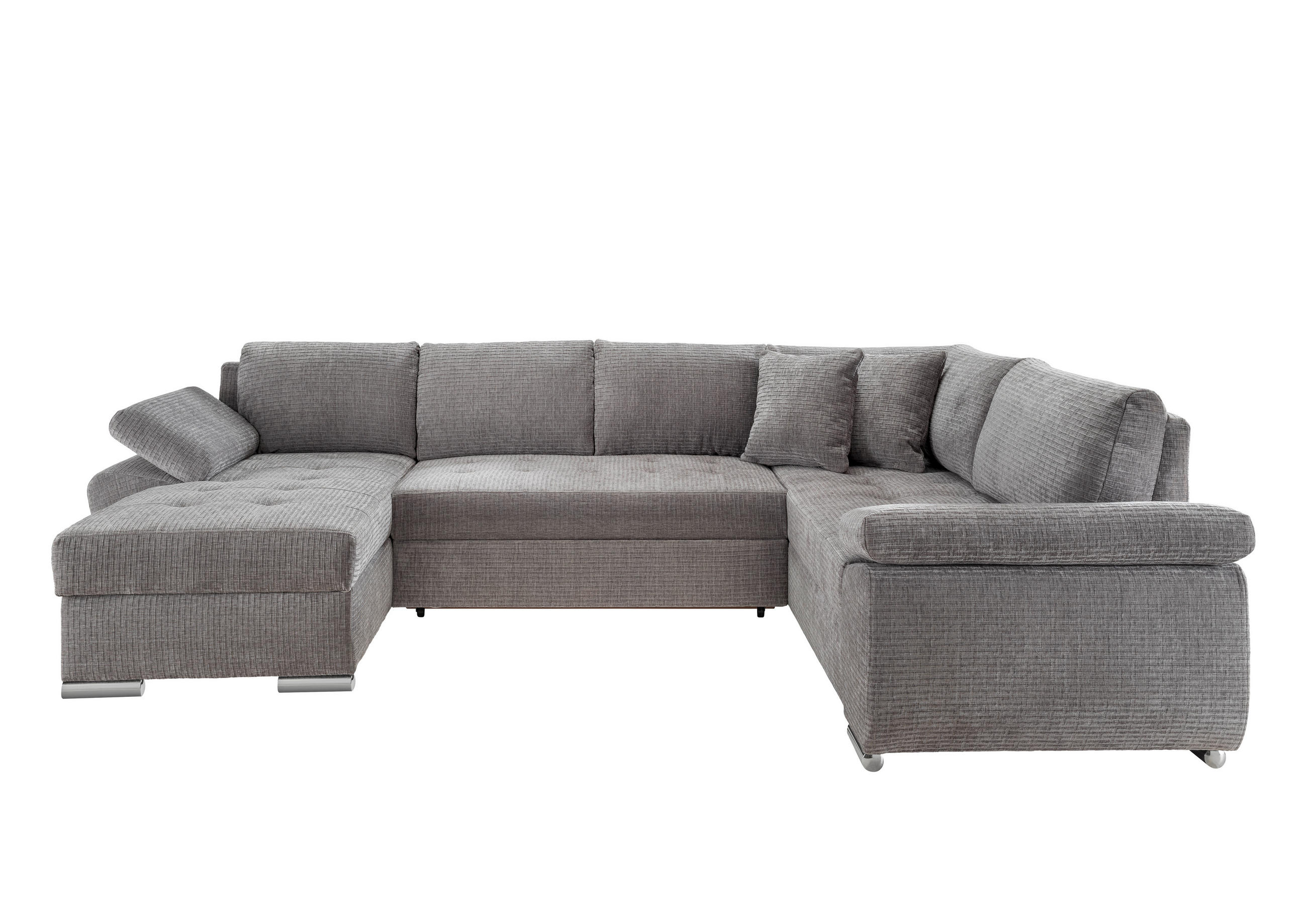 WOHNLANDSCHAFT in Mikrofaser Grau  - Chromfarben/Grau, KONVENTIONELL, Textil/Metall (157/305/219cm) - Livetastic