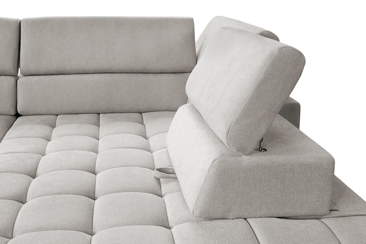 ECKSOFA in Chenille Beige  - Beige/Naturfarben, Design, Holz/Textil (307/201cm) - Livetastic