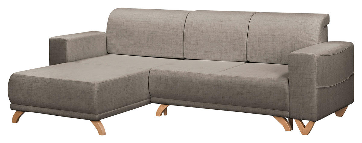 ECKSOFA Bella Graphitfarben Textilgeflecht  - Wengefarben/Graphitfarben, Design, Holz/Textil (257/174cm) - Livetastic