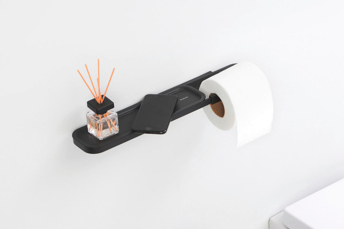 DRŽAČ TOALET-PAPIRA  crna  metal  - crna, Osnovno, metal (42,1/4.4/8.9cm) - Brabantia