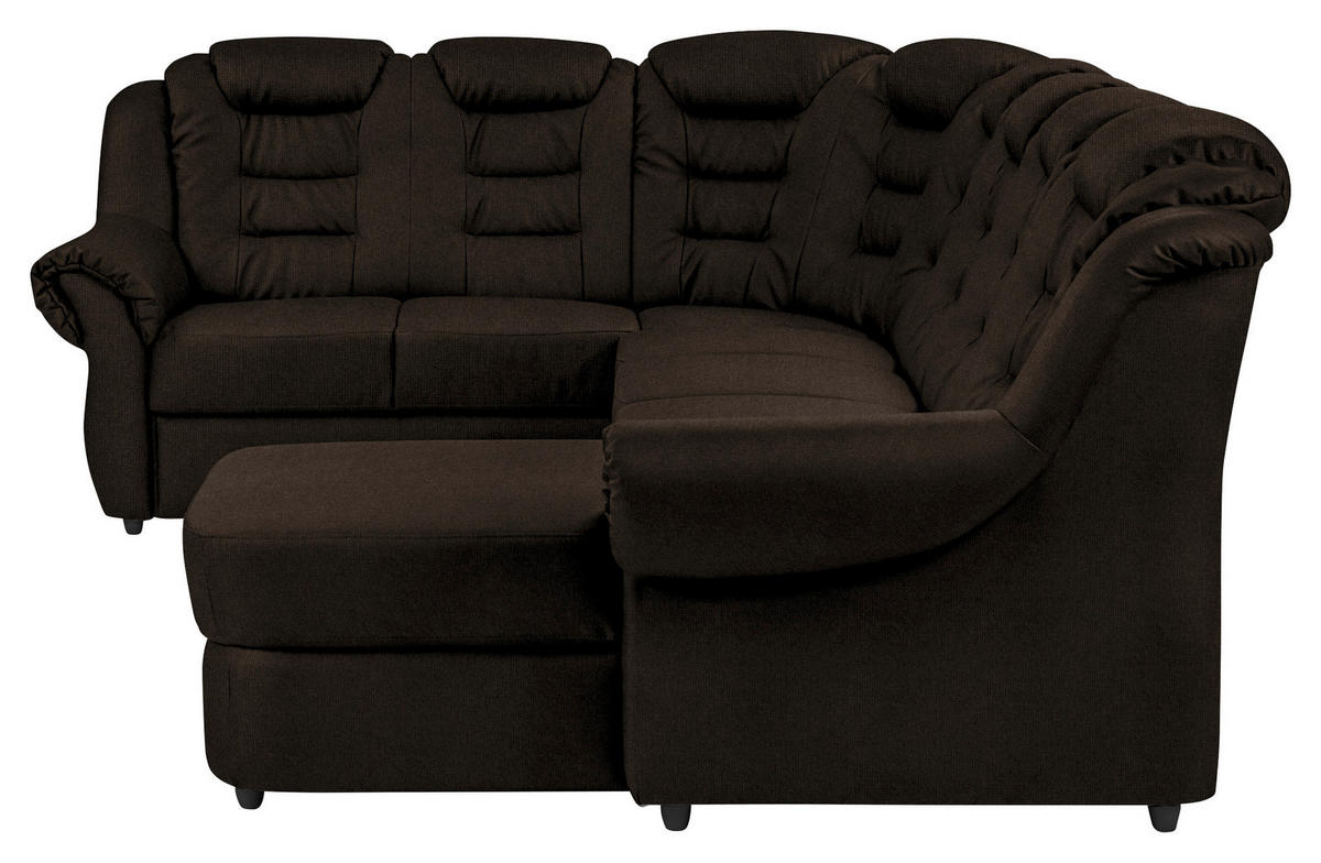 WOHNLANDSCHAFT Braun Chenille  - Schwarz/Braun, KONVENTIONELL, Kunststoff/Textil (216/333/165cm) - Livetastic