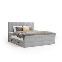 BOXSPRINGBETT 180/200 cm,  in Grau, gepolstertes Kopfteil, Bettkasten, Topper, Wendematratze mit unterschiedlichen Härtegraden, H2 + H3 = mittel + fest  - Schwarz/Grau, Design, Kunststoff/Textil (180/200cm) - Esposa