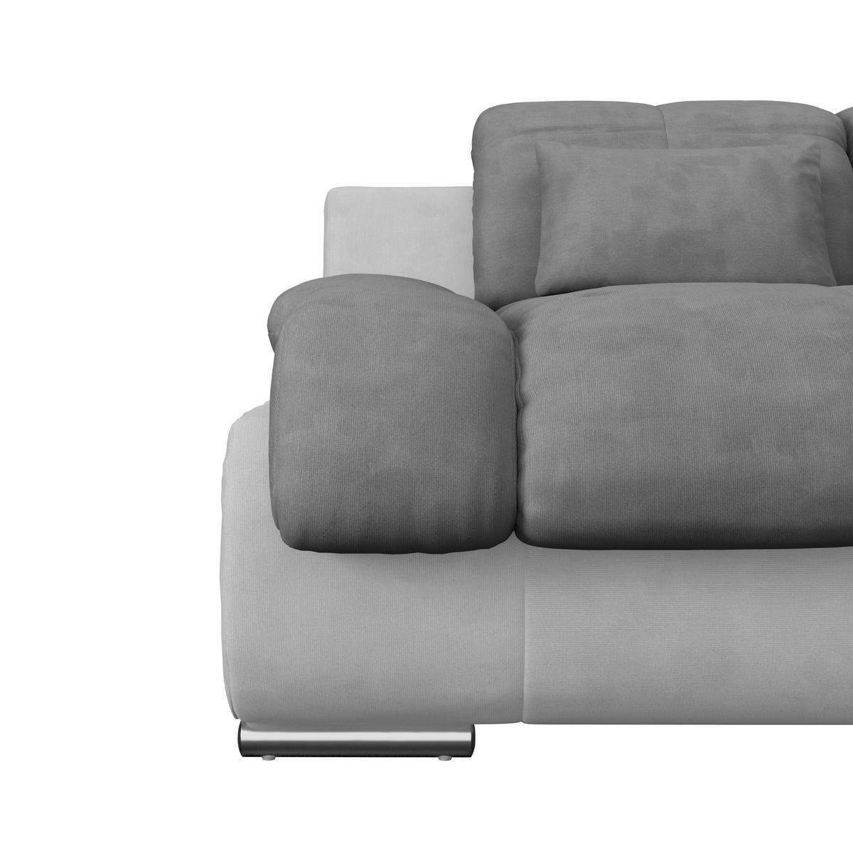 WOHNLANDSCHAFT in Mikrofaser Hellgrau, Dunkelgrau  - Chromfarben/Dunkelgrau, Modern, Textil/Metall (184/345/228cm) - MID.YOU