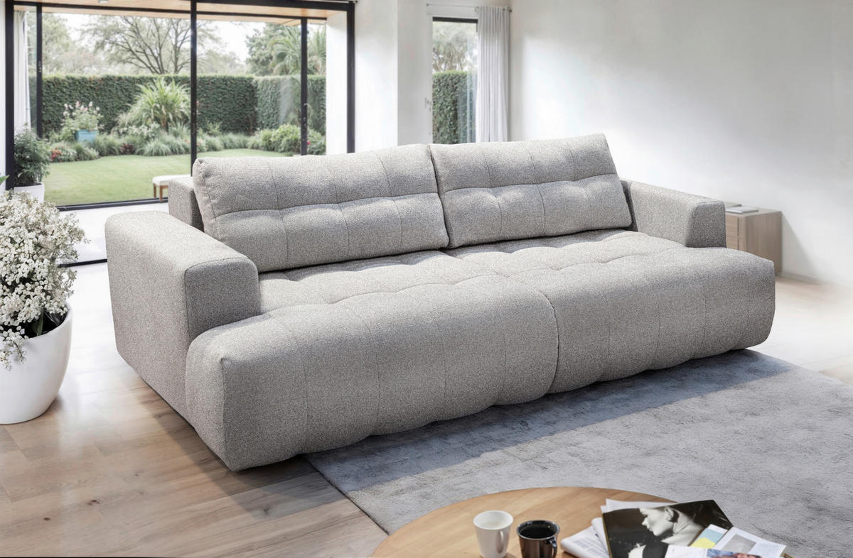 POHOVKA BIG SOFA, plast, textil, kompozitní dřevo, šedobéžová - černá/šedobéžová, Konvenční, kompozitní dřevo/textil (279/90/137cm) - Livetastic