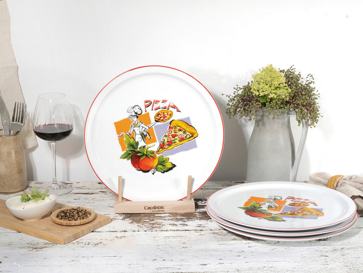 PIZZATELLER Porzellan 4-teilig Milano Sofia  - Multicolor, Basics, Keramik (30cm) - Creatable