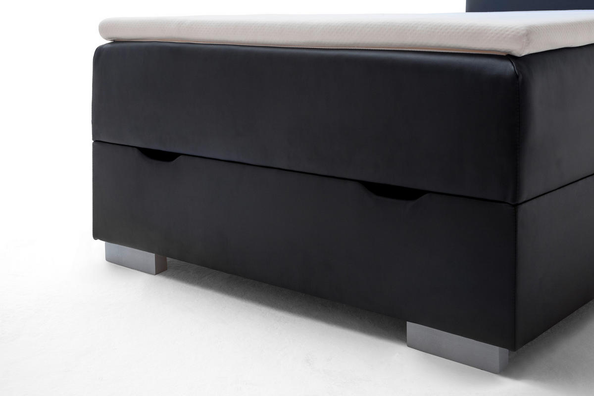 BOXBETT 140/200 cm  in Schwarz  - Edelstahlfarben/Schwarz, MODERN, Kunststoff/Textil (140/200cm) - Livetastic