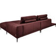 ECKSOFA  in Echtleder Bordeaux  304/201 cm  - Bordeaux/Schwarz, Design, Leder/Metall (304/201cm) - Belluti