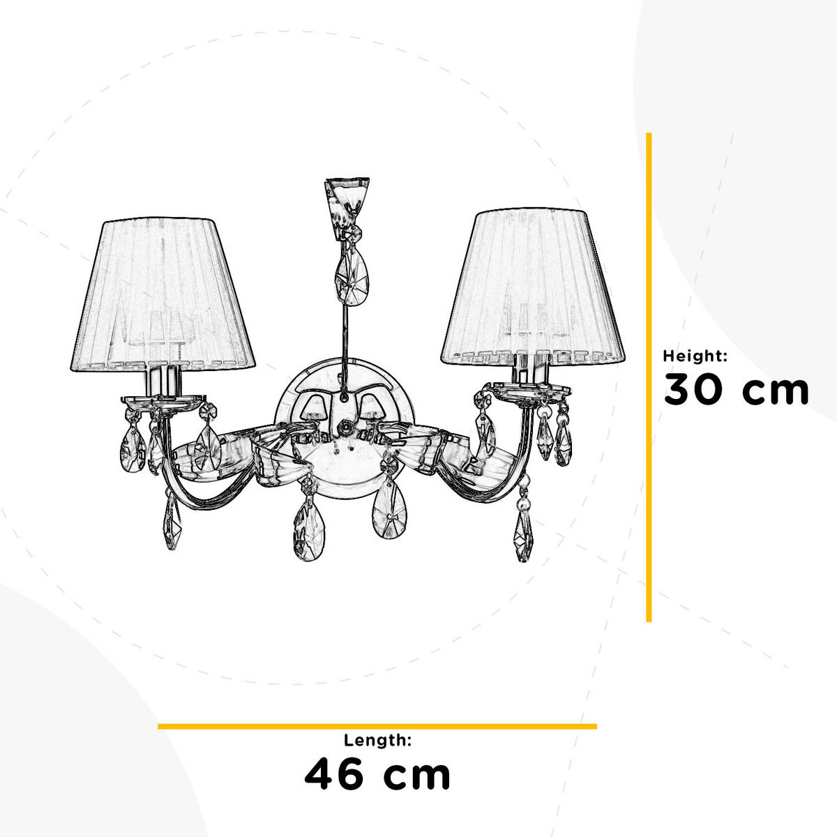 WANDLEUCHTE 46/24/30 cm   - Chromfarben/Schwarz, KONVENTIONELL, Glas/Textil (46/24/30cm)