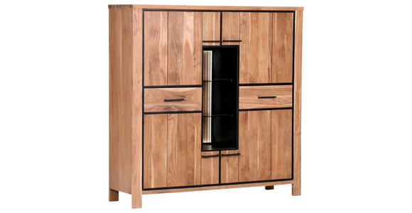 HIGHBOARD  in 150/150/44 cm  - Schwarz/Akaziefarben, LIFESTYLE, Glas/Holz (150/150/44cm) - Landscape