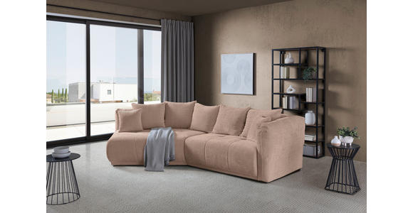 ECKSOFA in Chenille Beige  - Beige/Schwarz, MODERN, Kunststoff/Textil (180/315cm) - Hom`in