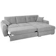 ECKSOFA in Mikrofaser Hellgrau  - Chromfarben/Hellgrau, MODERN, Kunststoff/Textil (276/193cm) - Hom`in