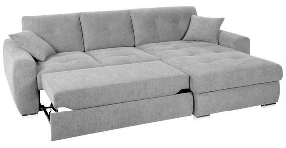 ECKSOFA in Mikrofaser Hellgrau  - Chromfarben/Hellgrau, MODERN, Kunststoff/Textil (276/193cm) - Hom`in