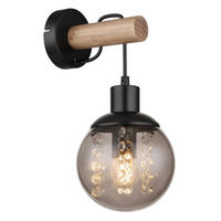 WANDLEUCHTE 15/18/30 cm   - Klar/Naturfarben, Natur, Glas/Holz (15/18/30cm) - Globo