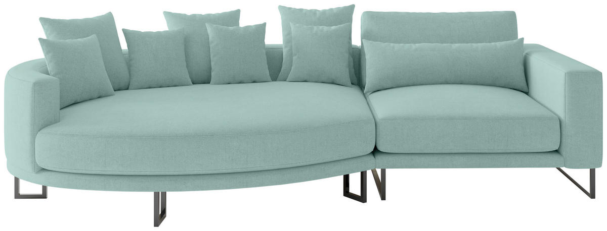 BIGSOFA Natalia Webstoff Türkis  - Türkis/Schwarz, Design, Textil/Metall (150/283cm) - Livetastic