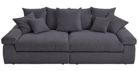 BIGSOFA in Cord Dunkelgrau  - Dunkelgrau/Schwarz, Design, Kunststoff/Textil (260/90/140cm) - Ambia Home