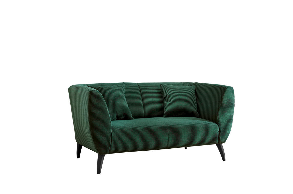 2-SITZER-SOFA in Cord Grün  - Schwarz/Grün, Modern, Holz/Textil (172/83/88cm) - MID.YOU