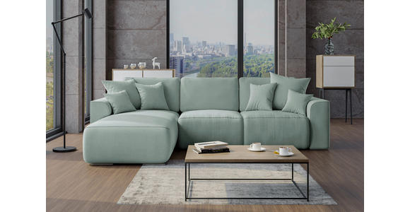 ECKSOFA in Velours Mintgrün  - Chromfarben/Mintgrün, KONVENTIONELL, Kunststoff/Textil (195/293cm) - Carryhome