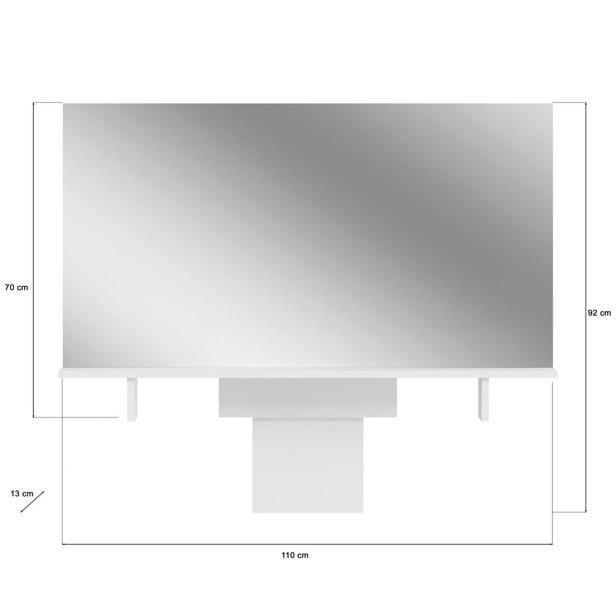 OGLEDALO, 110/70/13 cm steklo, leseni material  - bela, Design, steklo/leseni material (110/70/13cm) - MID.YOU